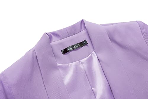 Urban Coco Women's Office Blazer Jacket Open Front (M, Lavender) #TOP3