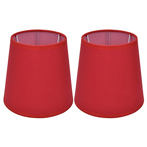 Abat-jour en Tissu, Abat-jour Cylindrique Style Européen E14, Lumière Douce et Apaisante, pour Chambre, Salon, Lampe de Table, Lustre de Lampe, Rouge