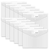 EOOUT 12pcs Poly Envelopes, Clear Folders, Transparent File Folders with Label Pocket and Snap...
