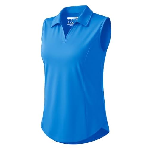 MAGCOMSEN Women's Sleeveless Golf Shirts V-Neck Polos UPF 50+ Quick Dry Collared Shirt Workout Tennis Tank Tops
