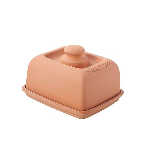 Römertopf Klima Butterdose, Keramikbutterdose mit Deckel - perfekt für die Aufbewahrung von Butter und Margarine, 13,7cm, 11,8cm, 8,3cm