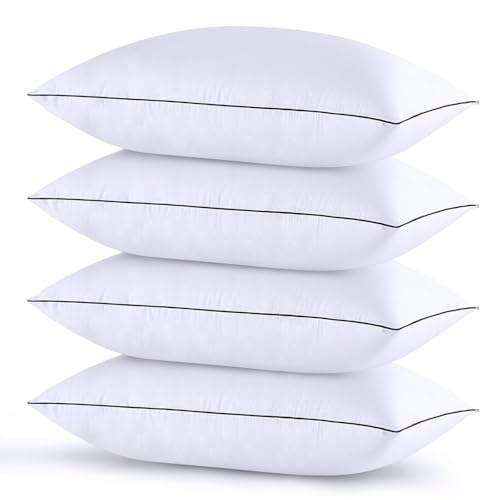 HUXMEYSON Pillows Standard Size Set of 4, Bed Pillows Set of 4, Down Alternative Luxury Hotel Pillows for Sleeping and for Side and Back Sleepers