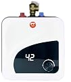 Electric Hot Water Heater 120/240V Small Compact Tank Storage,Rv Tr 2.7 Gallon Trailer 1.5KW Kitchen Instant Under Sink Counter,1 PCs 16” Long 1/2”FIP Stainless Steel Water Hose ETL approved