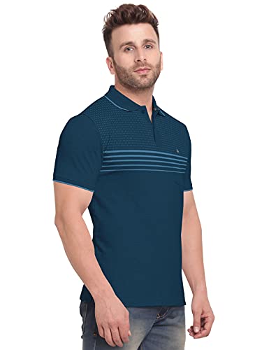 BULLMER Mens Regular Fit Cotton Printed Polo Tshirt/Collared Tshirt - Grey