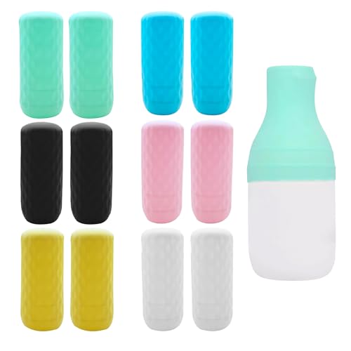 RANYAKE 12Pièces Manchons Anti-fuites en Silicone,Manchons éLastiques pour Voyage Anti-Fuites,Manchon en Silicone pour Récipients de Voyage,Trousse de Toilette Réutilisable Housse en Silicon Etanche