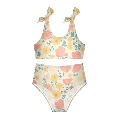 KLL Vibrant Floral Pattern Poppy Girls' 2 Piece Bikini Sets Quick-Dry Beach Bathing Suit Bathing Suit3