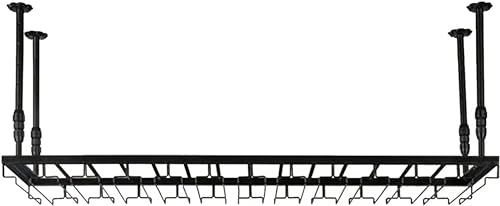 Support pour bouteilles en fer suspendu 120 cm réglable noir - 2