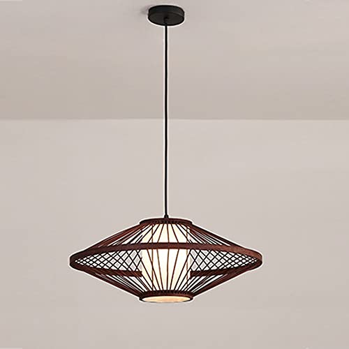 Lustre en rotin fait main - Plafonnier en bois tressé et osier vintage 60cm