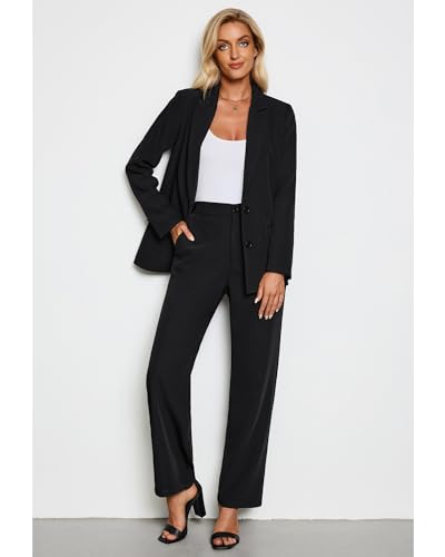 Chic Women's Black Blazer and Pant Set for Office Glam - Image 7