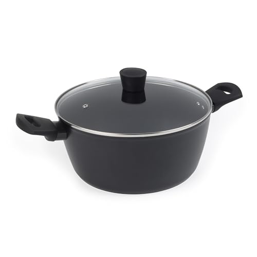 Russell Hobbs RH03266EU7 Verde Thermocollar 28cm Olla con tapa – Recubrimiento antiadherente de cerámica, libre de PFAS, olla de sopa de aluminio reciclado, manijas laterales, indicador de temperatura