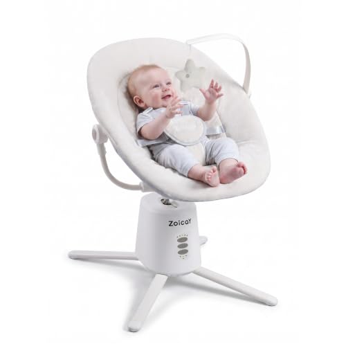 Image of Zoicay Baby Swing,Baby Swings for Infants with 3 Modes & 5 Speeds, BT Enabled App & Remote Control, Electric Swing - 6 Melodies and 3 Timer Setting, 2 Seat Positions and 5-Point Harness Swing (White)