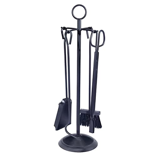 PEGANE Serviteur/Garniture de cheminée Ensembles d'outils Pince à feu Pelle Brosse en Fer forgé Coloris Noir - Hauteur 64cm