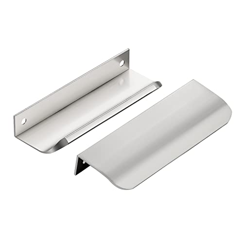 Image of Ravinte Silver Finger Edge Pulls Drawer Edge Pulls 120mm /4.72 inch 1 Pack | Concealed Handle Style, Low-Profile Finger Grip, Cabinet Edge Mount, 150mm /5.9 in, For Cabinets, Drawers, Cupboards, Kitchen