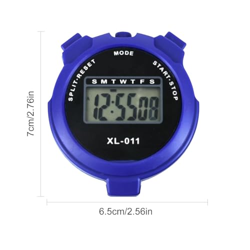 Image of Digital Sports Stopwatch Timer Stopwatch Lap Timer Digital Calendar Alarm Clock Referee Watch for Training Swimming Running (Blue)
