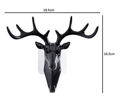 Image of KPNG Deer Plastic Head Single Wall Hook /Hanger Animal Shaped Coat Hat Hook Heavy Duty, Rustic, Decorative Gift (Black, Grey Random) 2 Piece