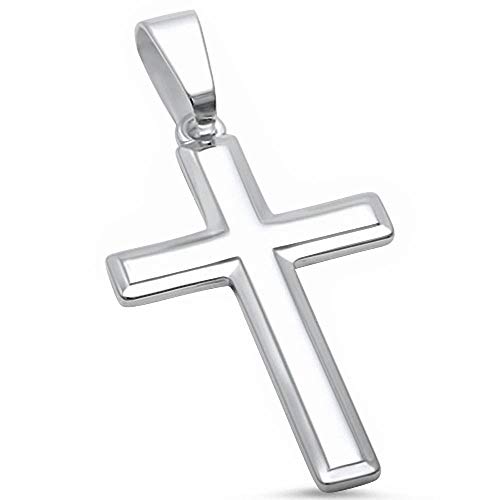 Oxford Diamond Co Solid Cross .925 Sterling Silver Pendant 1.5