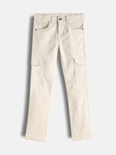 Image of Urbano Juniors Boy's Slim Fit Washed Denim Cargo Jeans with 6 Pockets Stretchable