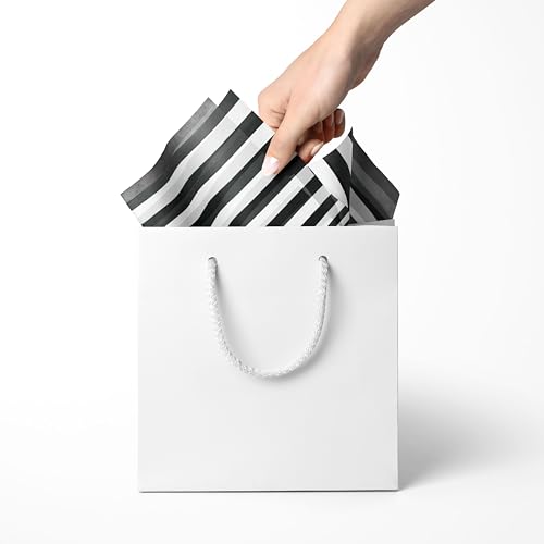 Black and White Stripes Tissue Paper|20x30 Inch Sheets| Patterned Tissue Paper for Packaging, Tissue Paper Gift Wrap, Holiday Tissue Paper for Gift Bags | Tissue Paper Bulk - 100 Pcs |- Creative Bag