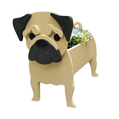 HTDZDX Jardinera con Forma Perro, Maceta Forma Dibujos Animados Decoración Adorno Maceta De Perro Madera para El Hogar,24 * 16 * 18 cm/9.4 * 6.2 * 7 in