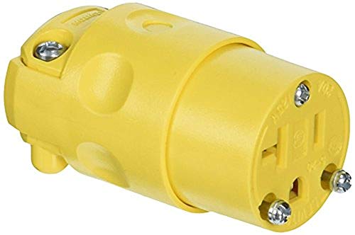 Leviton - Leviton Connector, 20 Amp, 125 Volt, 2-Pole, 3-Wire, Straight Blade, Commercial Grade, 520CV, Yellow
