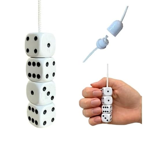 Lowgy White With Black Spots Resin Dice Light Pull With Cord & Connector For Easy Fitting - Choice Of Cord Colours And Connectors (White With Black Spots)