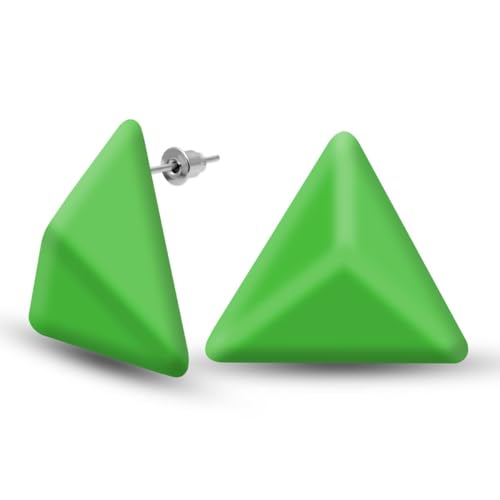 Image of Soul-Cats Triangle Stud Earrings Red Black White Blue Green Yellow Pink