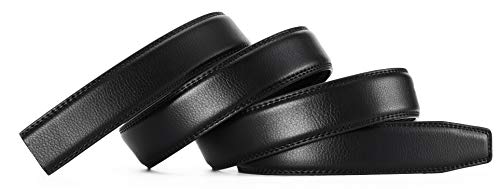 Image of Chaoren Leather Ratchet Belt 2 Pack Dress with Click Sliding Buckle 1 3 /8 inch in Gift Set Box - Adjustable Trim to Fit