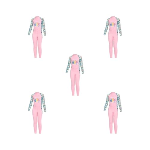 5のセット子供用ウェットスーツ UVカット 全身ワンピース 夏用水着 ピンク M