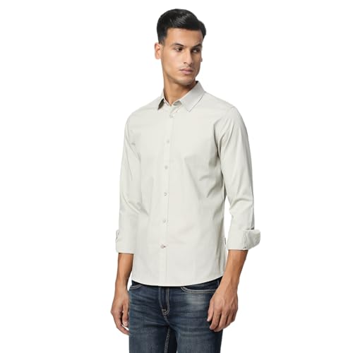 Image of Being Human White Slim Fit Regular Collar Men's Shirt Clothing