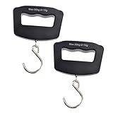GALPADA 2 Piezas Báscula Digital Portátil Colgante con Gancho y Mango Grande Pantalla LCD Retroiluminada Precisión Profesional Capacidad para Equipaje y Pesca
