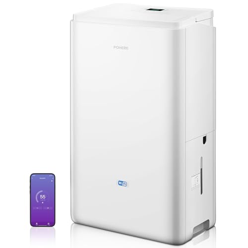 31EPSiY9aWL FOHERE Luftentfeuchter Elektrisch 20L/24h ca. 50m² mit intelligenter WiFi-APP-Steuerung, kontinuierlicher Drainage, Wäschetrocknung, Schwingmodus, Timer und automatischer Abschaltung