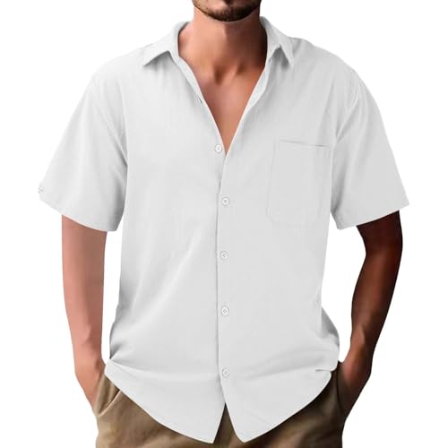 Chemise en lin homme manche courte | Coupe droite d'été unie