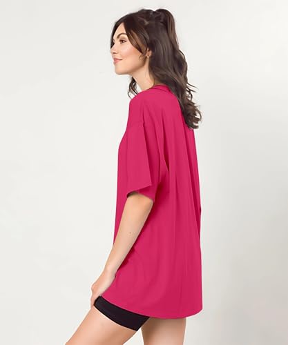 Image of SHODOX Women's Cotton Blend Oversized Drop Shoulder Solid T-Shirt(Pack of 1)