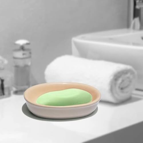Image of BRANCO URO Plastic Soap Dish Set, Soap Dish for Bathroom, Soap Holder Soap-Case Combo Set, Pack of 2, White (Multicolor, Oval)
