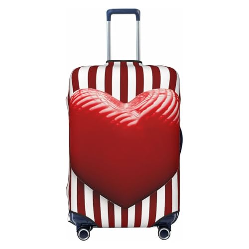 Travel Luggage Cover Red and white striped heart Suitcase Protector Elastic Washable Stretch Suitcase Protector Anti-Scratch Travel Suitcase Cover Fit 18-32 Inch Luggage
