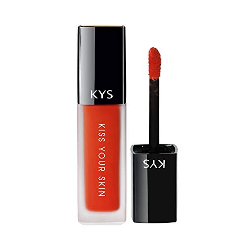 KYS Organic Orange Red Matte Liquid Lipstick Made of Chocolate, Stay All Day, Lead and Gluten Free, Perfect for Young and White Skin, Luxury Gift for Wife, Girlfriend and Daughters, 0.8 Fluid Ounces.