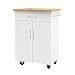 Shintenchi Kitchen Island Cart with Storage,Rolling Side Table on Wheels with Large Worktop, Cabinet,Towel Rack and Drawers for Kitchen,Dinning Room, White