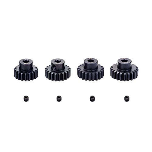 KingVal Replacement 4PCS M1 5mm Shaft Hole 19T 20T 21T 22T Steel Pinion Motor Gear Compatible with 1/8 RC Car Brushed Brushless Motor
