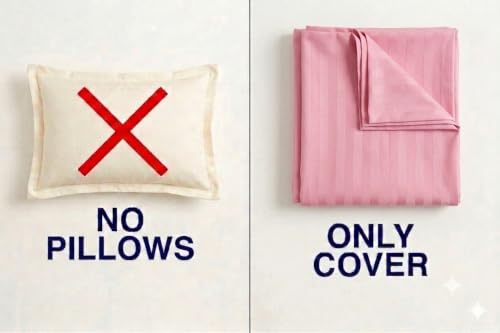 Image of HOUSE FOX Zipper Cotton Pillow Covers /Cases /Protectors (NOT Pillow) Set of 2 Pair Or 4 Pcs,Size -18x28inch with Zip /Chain (Baby Pink Striped, Standard)