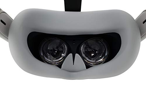TNE Face Cushion Cover, Lens Pad, Thumbstick Caps for Oculus Quest 2 | Silicone Face Mask, Lens Dust Protector, Controller Thumb Grips Accessories for Virtual Reality Gaming VR Headset (White)