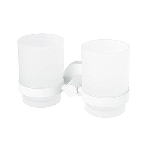 Haceka Kosmos 1145587 White Metal/Steel & Glass Double Cup Holder