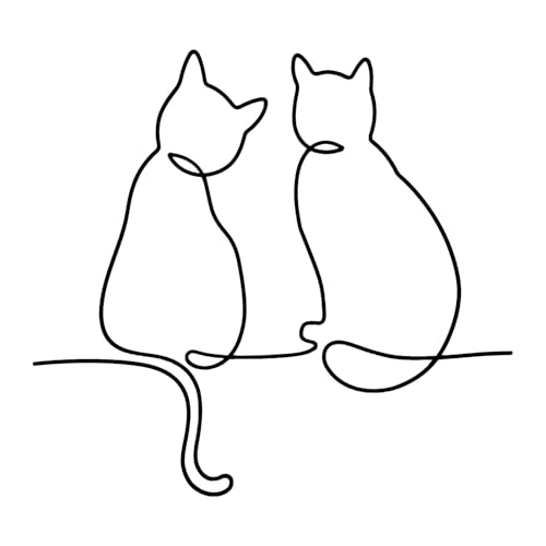 Dexlyn Gato decorativo de metal para parede, cor preta, minimalista, de arame, para casa, café, bar (36 cm × 40 cm)