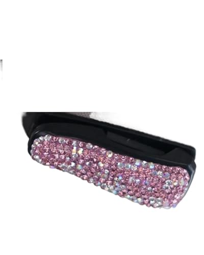 Clip de rangement pour lunettes de soleil voiture rose avec strass et porte-cartes