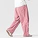 Men's Baggy Sweat Pants Elastic Waisted Wide Leg Ribbed Lounge Pants Fashion Casual Drawstring Loose Trousers 2025 Pink