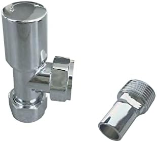 Thermostatic TRV Radiator Chrome Heated Towel Rail 15mm x 1/2" Angled Valves with White Pipe Thread Seal Tape