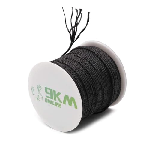 9KM DWLIFE 100% Kevlar Schnur Mehrzweck-Geflechtschnur Drachenschnur Campingschnur Angelschnur Modellraketen Hitze und Schnittfest Schwarz(22kg~680kg)