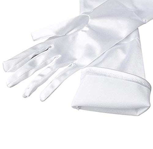 Unilove Long Formal Satin Elbow Gloves for Women - 22inch Evening Wedding (White)