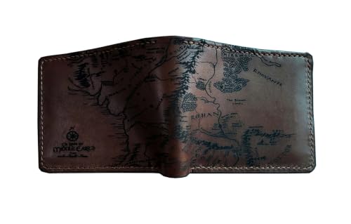 Image of Vintage Handmade Mens Wallet - Genuine Leather Bifold with Map Engraving, Customizable Gift - 7WA