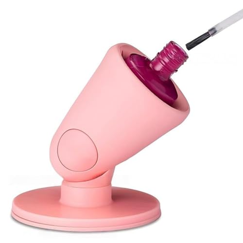 Hinge Untippable Nail Polish Bottle Holder, Anti-Spill Stand Fingernail Tool Accessories,Soft Rubber Nail Polish Bottle Holders,Silicone,Pink