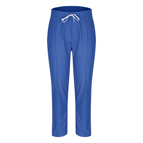 Mens Casual Knit Pants Elastic Drawstring Waist Solid Straight Leg Pant Relaxed Fit Comfy Lounge Trousers with Pocket 5